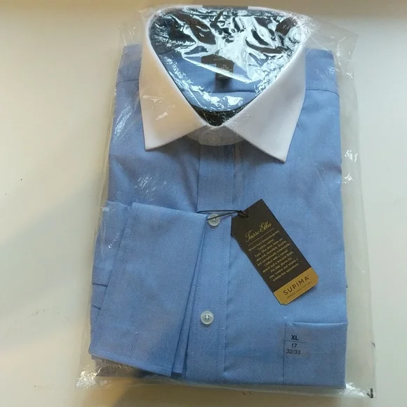 Tasso Elba Mens Blue Collared Dress Shirt Xl 17/17.5- 32-33 Tasso Elba Mens Blue Collared Dress Shirt Xl 17/17.5- 32-33